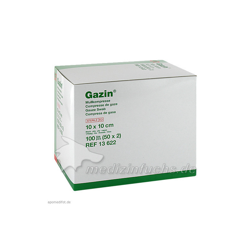 Gazin Kompresse 10x10cm 8fach steril, 50X2 ST – PZN 3449060