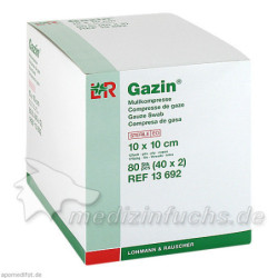 GAZIN Mullkompresse 10x10cm 12fach steril, 40X2 ST – PZN 1511702