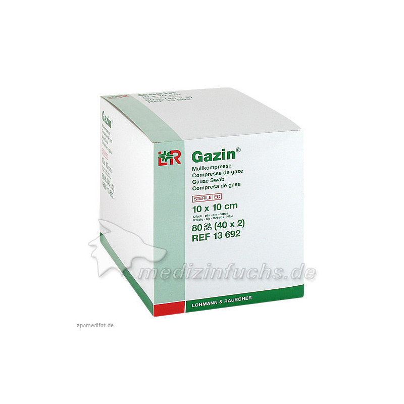 GAZIN Mullkompresse 10x10cm 12fach steril, 40X2 ST – PZN 1511702
