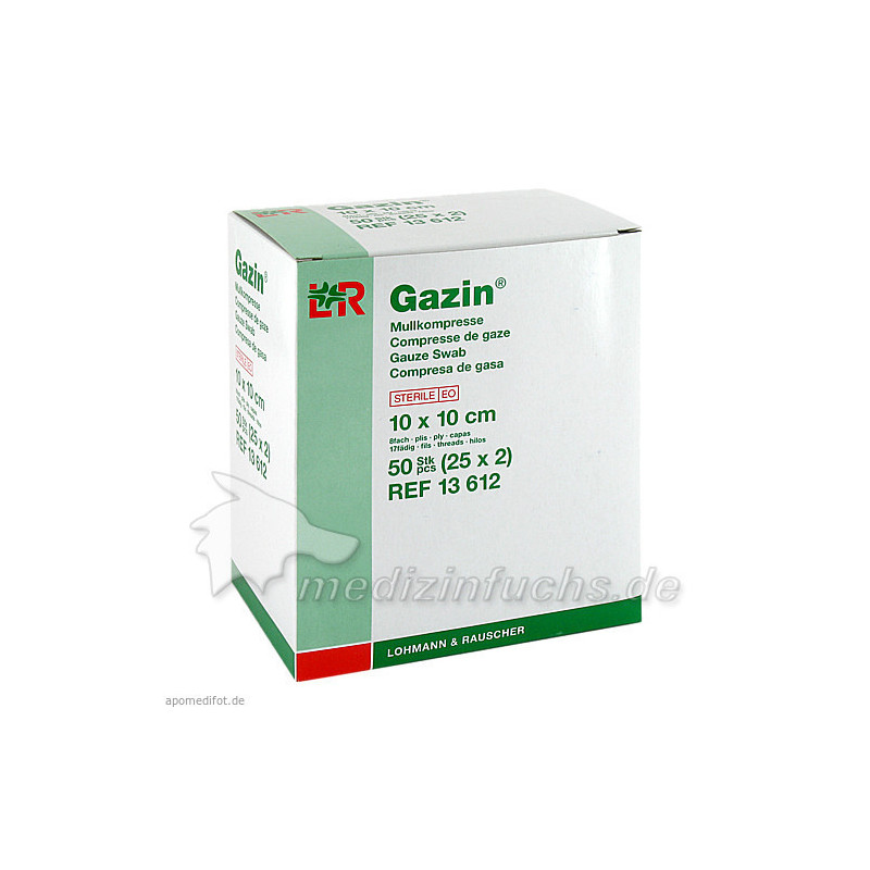 Gazin Kompresse 10x10cm 8fach steril, 25X2 ST – PZN 3449025