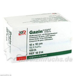GAZIN Mullkompresse 10x10cm 12fach mit RK unsteril, 100 ST – PZN 3959507
