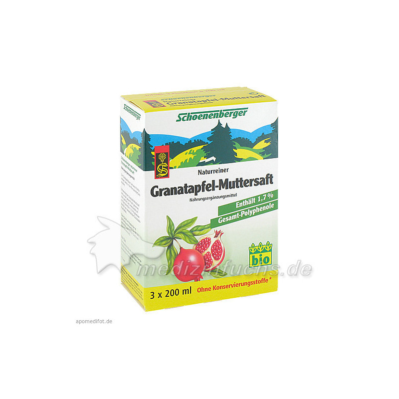 GRANATAPFEL-MUTTERSAFT SCHOENENB HEILPFLANZENSÄFTE, 3X200 ML – PZN 3502831