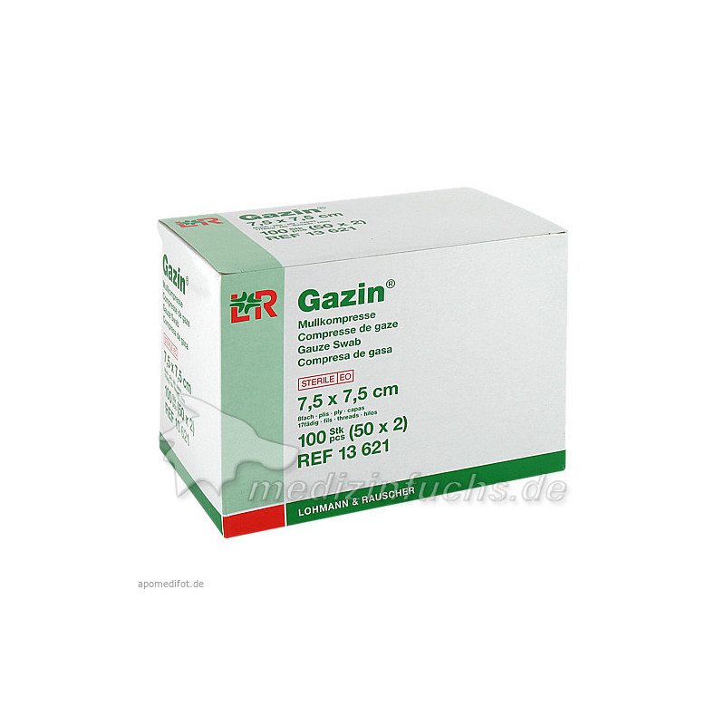Gazin Kompresse 7.5x7.5cm 8fach steril, 50X2 ST – PZN 3449054