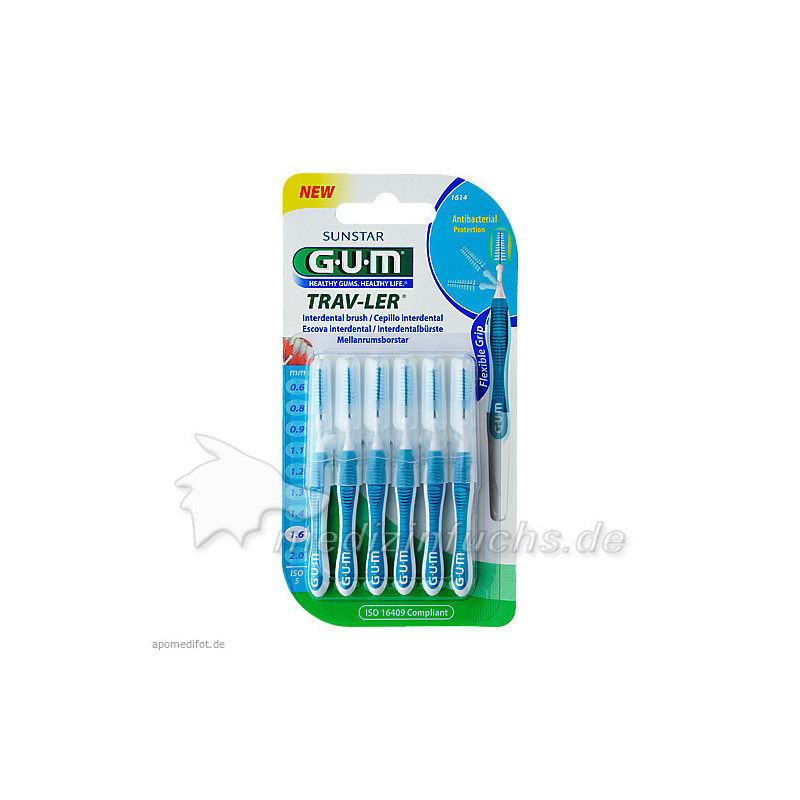 GUM TRAV-LER blau Tanne 1.6mm Interdental+6 Kappen, 6 ST – PZN 9714333