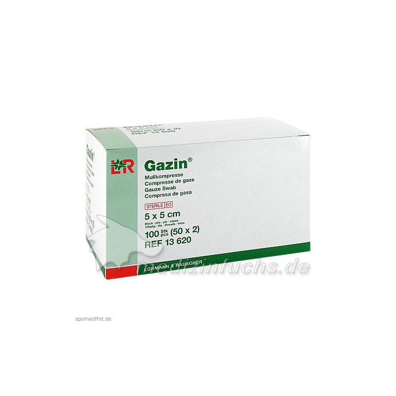 Gazin Kompresse 5x5cm 8fach steril, 50X2 ST – PZN 3449048