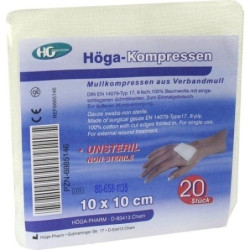 HOEGA KOMPRESSEN UNSTERIL DIN61630 10x10CM 8-FACH, 20 ST – PZN 6885146