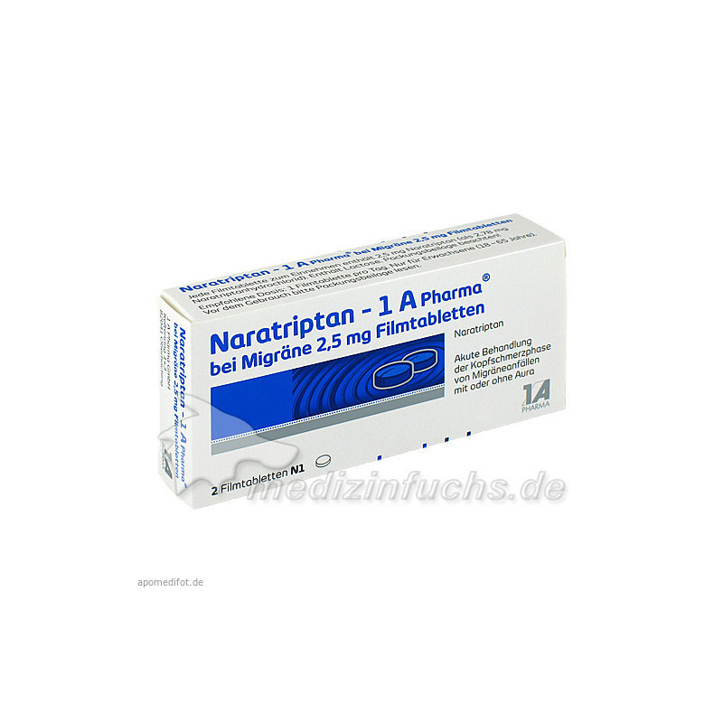 Naratriptan - 1 A Pharma bei Migräne 2.5mg Filmtab, 2 ST – PZN 9322478