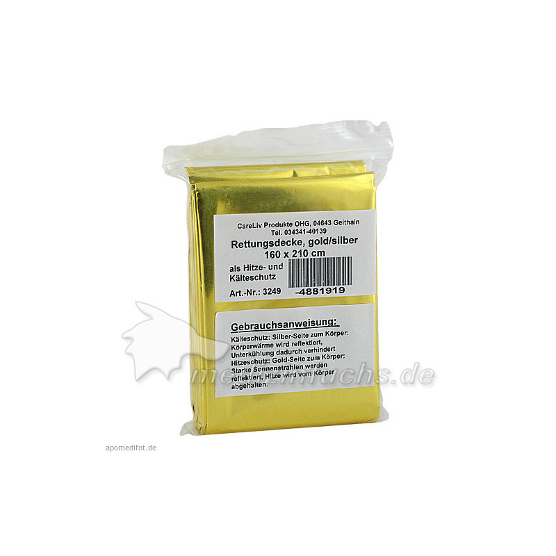 Rettungsdecke gold/silber 160x210cm, 1 ST – PZN 4881919