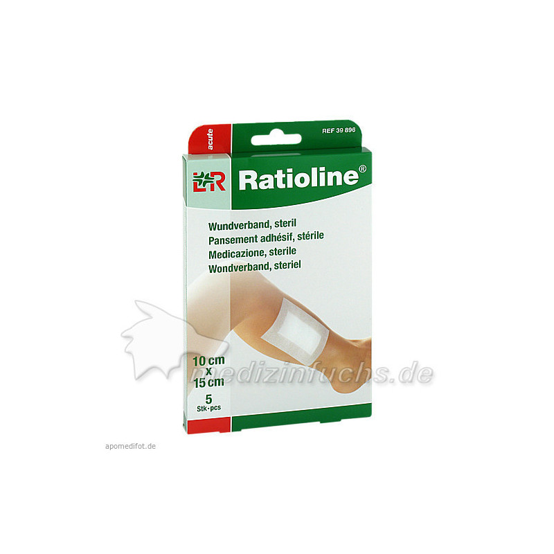 RATIOLINE acute Wundverband 10x15 cm steril, 5 ST – PZN 9508208
