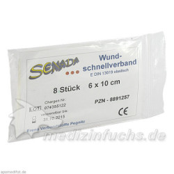 Senada Wundschnellverband 10cmx6cm, 8 ST – PZN 8891257