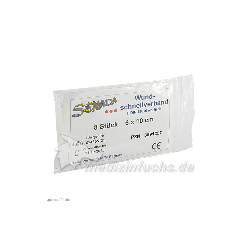 Senada Wundschnellverband 10cmx6cm, 8 ST – PZN 8891257