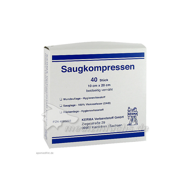 SAUGKOMPRESSEN 10CMX20CM UNSTERIL, 40 ST – PZN 4095233