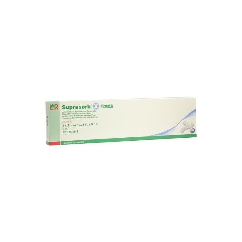 Suprasorb X + PHMB HydroBalance Tamponade 2x21cm, 5 ST – PZN 3501725