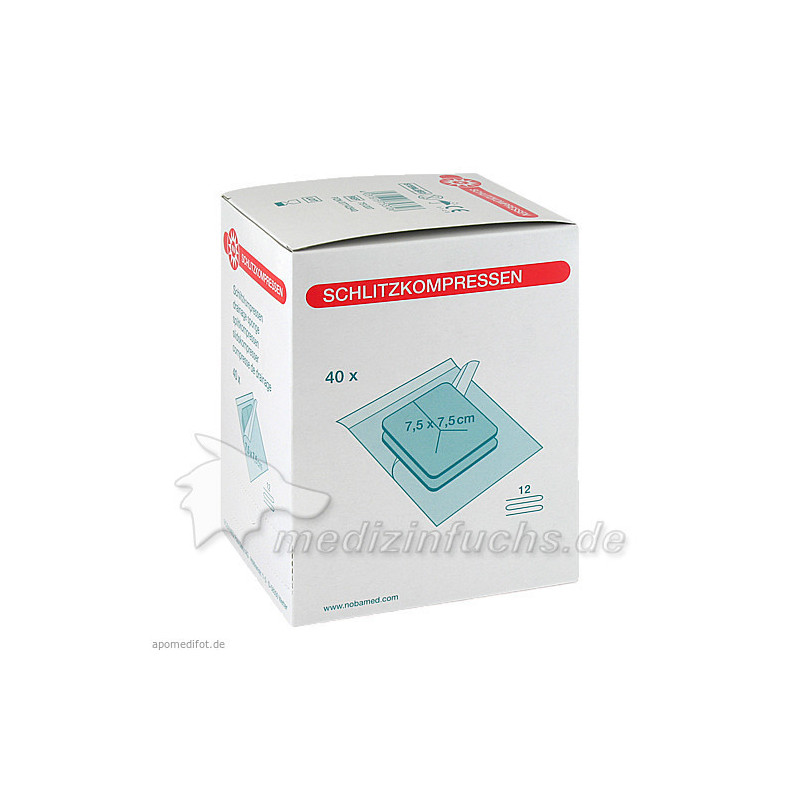 SCHLITZKOMPRESSE AUS MULL 7.5x7.5cm 12fach steril, 40X2 ST – PZN 7742940
