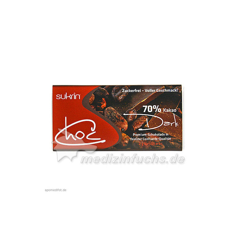 SUKRIN Choc dark zuckerfrei laktosefrei Vegan, 60 G – PZN 4700160