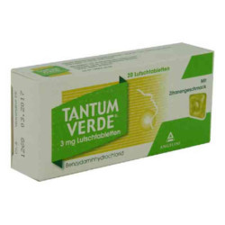 Tantum Verde 3 mg mit Zitronengeschmack Lutschtab. (20 stk) – PZN 3335540