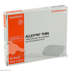 ALLEVYN THIN 5x6cm Wundauflage, 10 ST – PZN 3126902