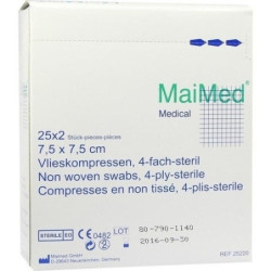 VLIESKOMPRESSEN 7,5x7,5 cm steril, 25X2 ST – PZN 2067310