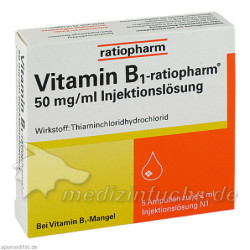 VITAMIN B1 ratiopharm 50mg/ml Inj.Lsg. Ampullen, 5X2 ML – PZN 4908021