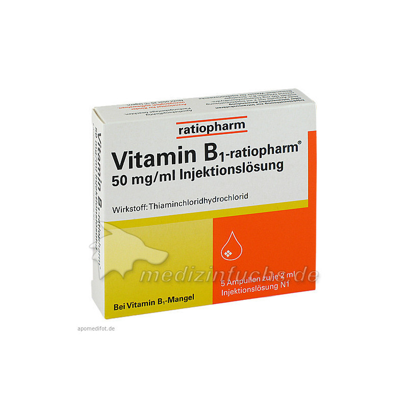 VITAMIN B1 ratiopharm 50mg/ml Inj.Lsg. Ampullen, 5X2 ML – PZN 4908021