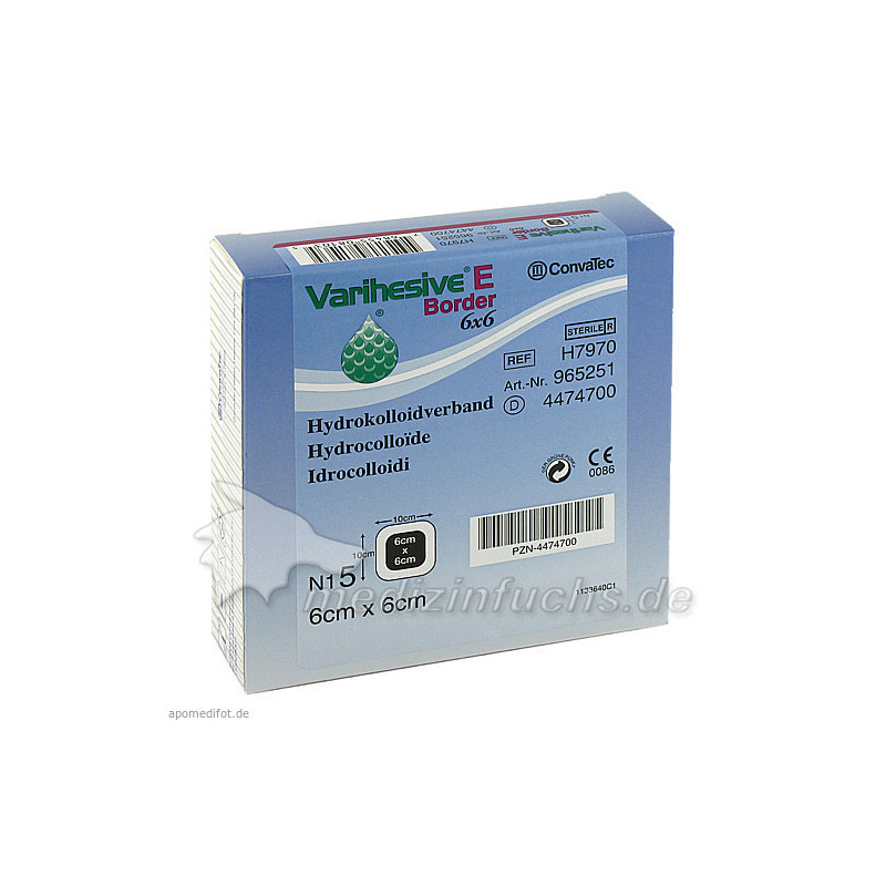 VARIHESIVE E Border 6x6 cm HKV hydroaktiv, 5 ST – PZN 4474700