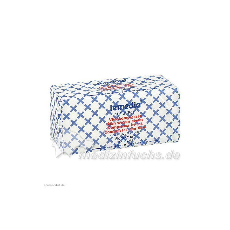 VLIESKOMPRESSEN 5x5 cm unsteril 4fach, 100 ST – PZN 7280712