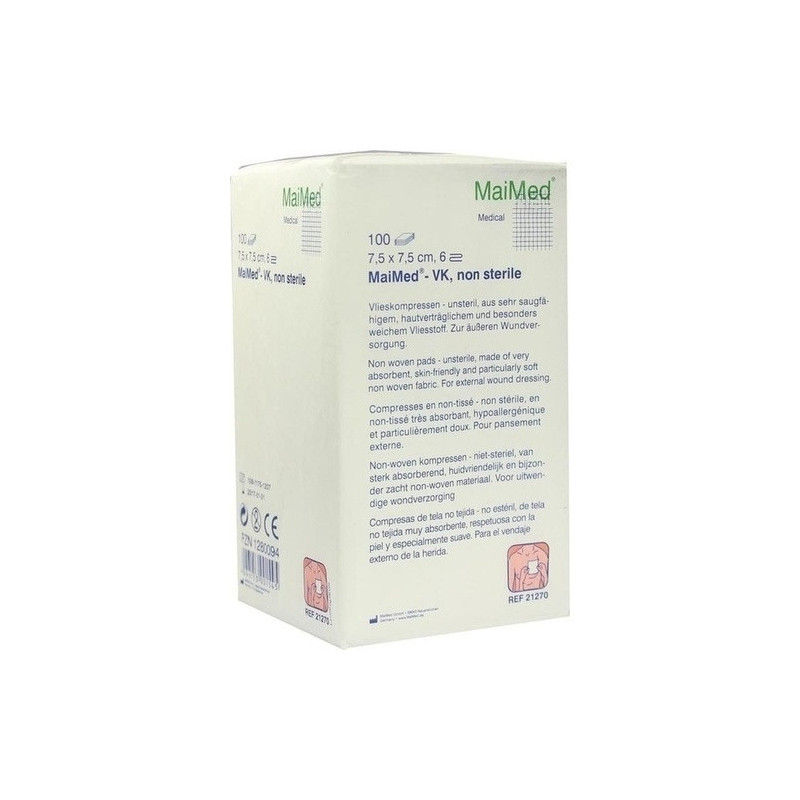VLIESKOMPRESSEN 7,5x7,5 cm unsteril 6fach, 100 ST – PZN 1280094