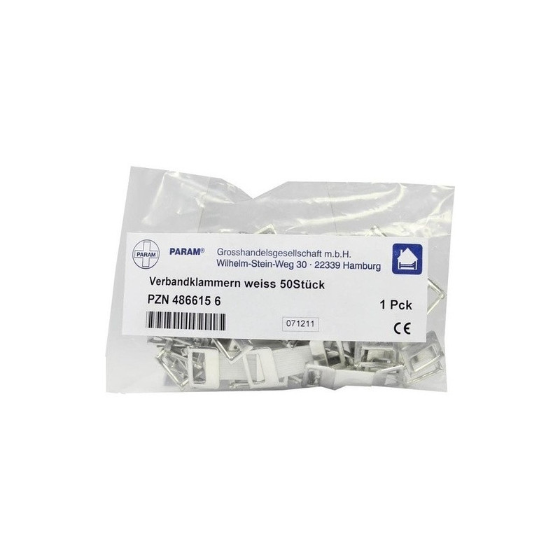 VERBANDKLAMMERN wei, 50 ST – PZN 4866156