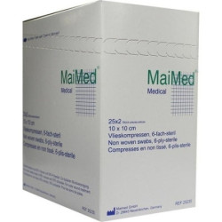 VLIESKOMPRESSEN 10x10 cm steril 6fach, 25X2 ST – PZN 1280148