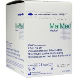 VLIESKOMPRESSEN 7,5x7,5 cm steril 6fach, 25X2 ST – PZN 1280131