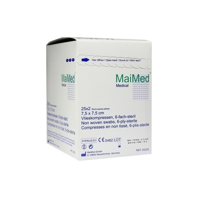 VLIESKOMPRESSEN 7,5x7,5 cm steril 6fach, 25X2 ST – PZN 1280131