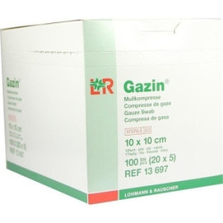 Gazin Kompresse 10x10cm 12fach groß steril, 20X5 ST – PZN 8788921