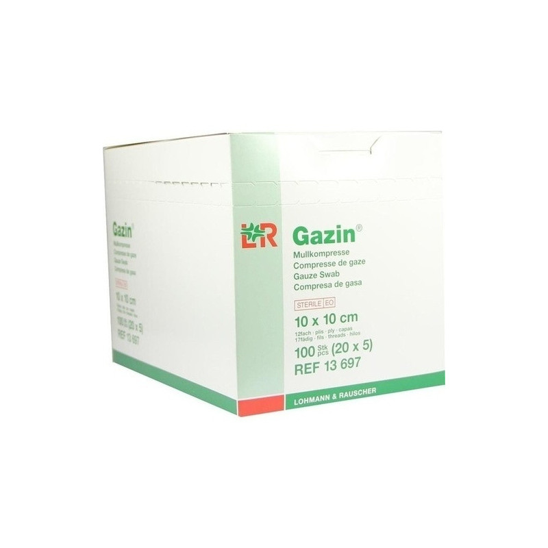 Gazin Kompresse 10x10cm 12fach groß steril, 20X5 ST – PZN 8788921
