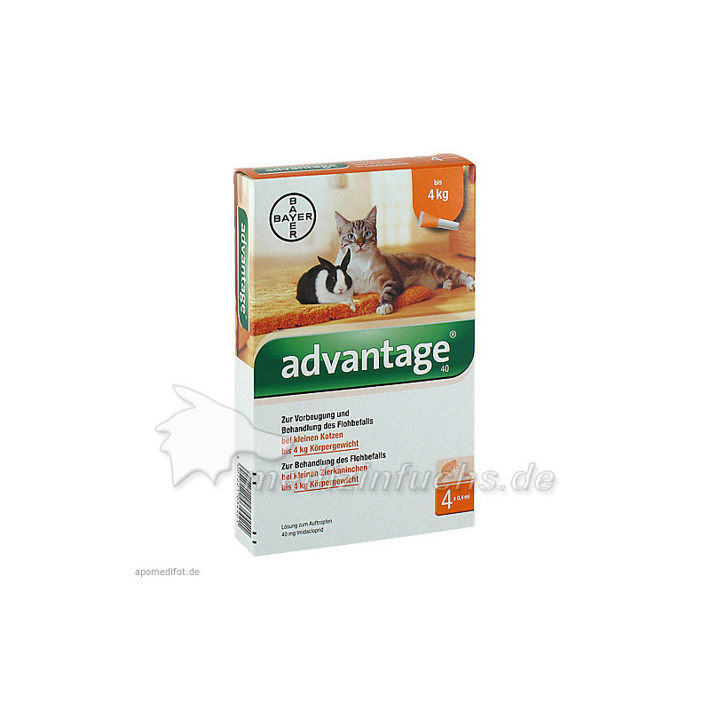 ADVANTAGE 40 mg Lsg.f.kl.Katzen/kl.Zierkaninchen, 4X0.4 ML – PZN 9670096