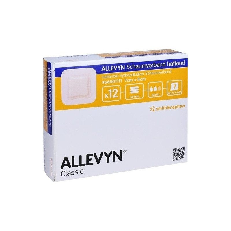 ALLEVYN Schaumverband 7x8 cm haftend, 12 ST – PZN 11137676