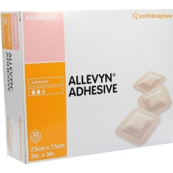 ALLEVYN Adhesive 7.5x7.5cm haftende Wundauflage, 10 ST – PZN 7388941