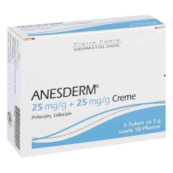 Anesderm 25 mg/g + 25 mg/g Creme + 10 Pflaster (5X5 g) – PZN 12520704