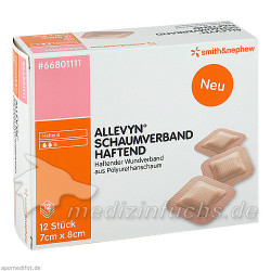 ALLEVYN Schaumverband Haftend 7x8cm, 12 ST – PZN 9686542