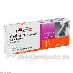 Cetirizin-ratiopharm bei Allergien 10 mg Filmtabl., 20 ST – PZN 2158142