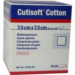 Cutisoft Cotton Kompressen 7.5x7.5cm steril, 25X2 ST – PZN 1563395