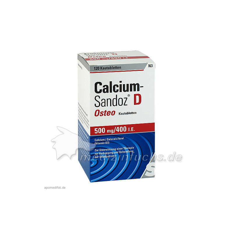 CALCIUM SANDOZ D OSTEO 500MG/400I.E. Kautablette, 120 ST – PZN 490429