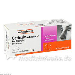 Cetirizin-ratiopharm bei Allergien 10 mg Filmtabl., 50 ST – PZN 2158159