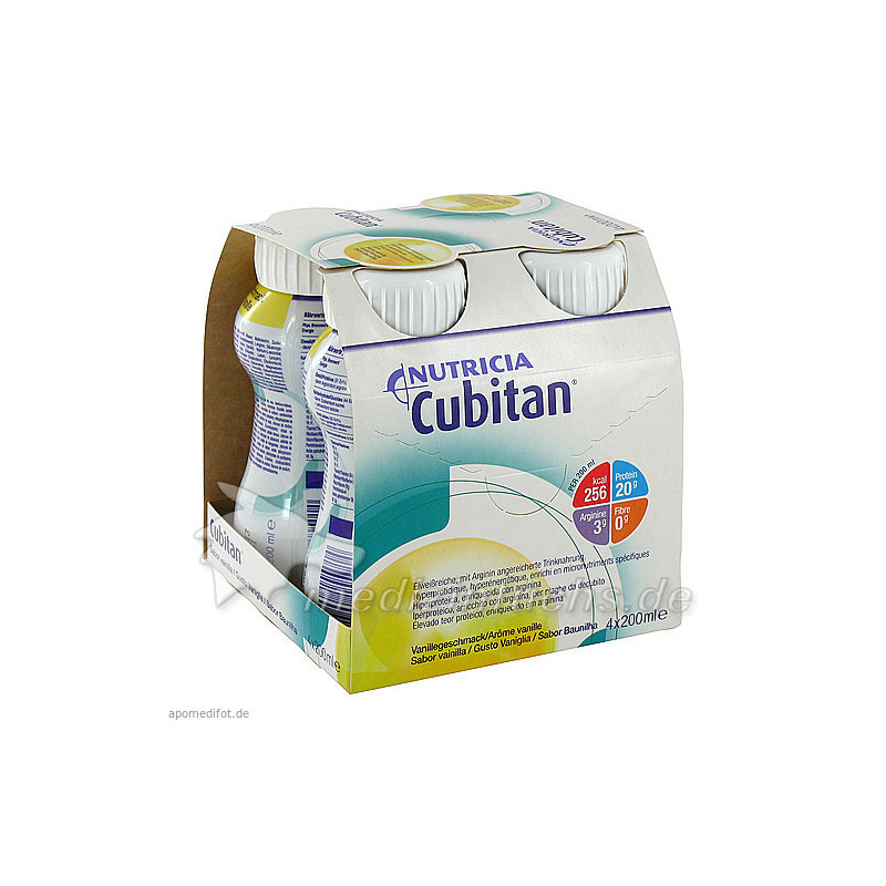 Cubitan Vanillegeschmack Trinkflasche, 4X200 ML – PZN 247344