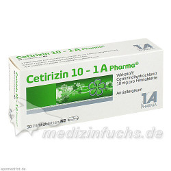 Cetirizin 10 - 1 A Pharma, 50 ST – PZN 3823630