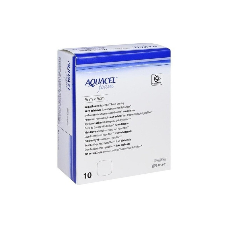 AQUACEL foam nicht-adhäsiv 5x5cm Verband, 10 ST – PZN 10101469