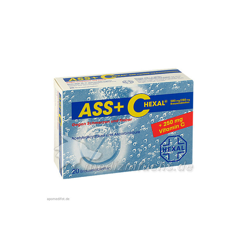 ASS + C Hexal gegen Schmerzen u. Fieber, 20 ST – PZN 255504