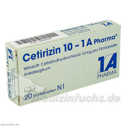 Cetirizin 10 - 1 A Pharma, 20 ST – PZN 3823570
