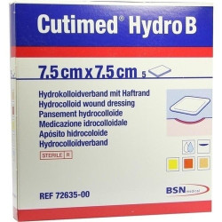 Cutimed Hydro B 7.5x7.5cm Hydrokoll.Verb.m.Haftr, 5 ST – PZN 1021398