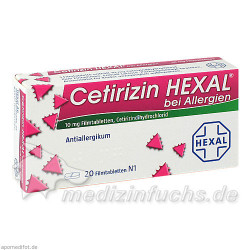 Cetirizin Hexal bei Allergien, 20 ST – PZN 1830152