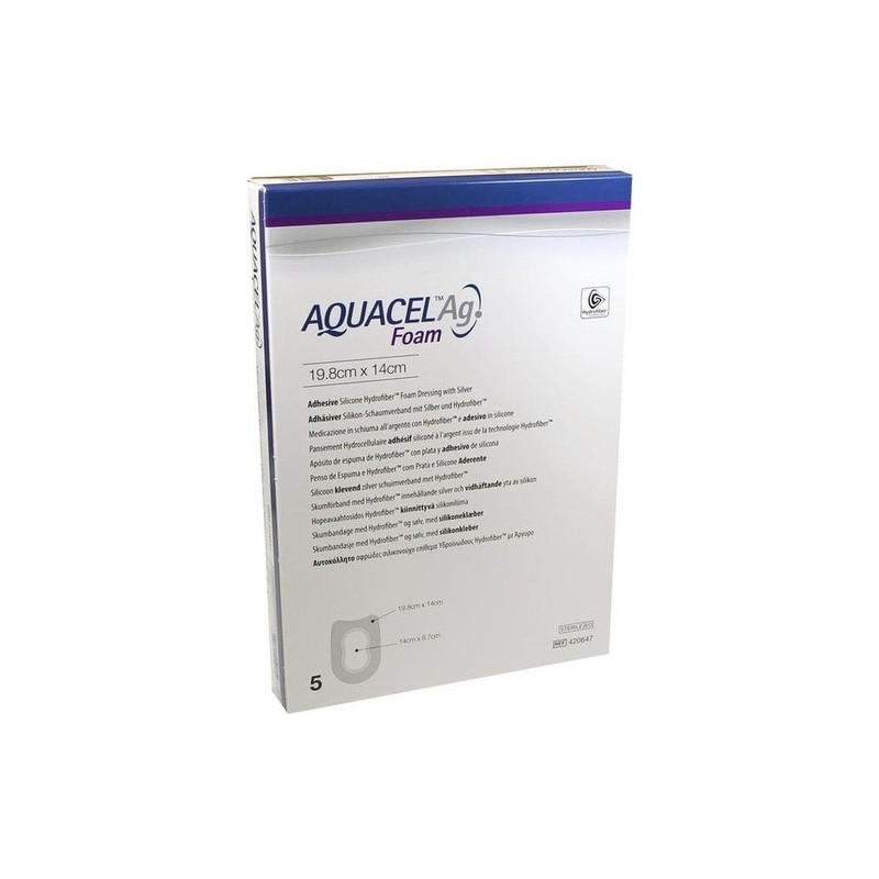 AQUACEL Ag Foam adhäsiv Ferse 19.8x14cm, 5 ST – PZN 9060280